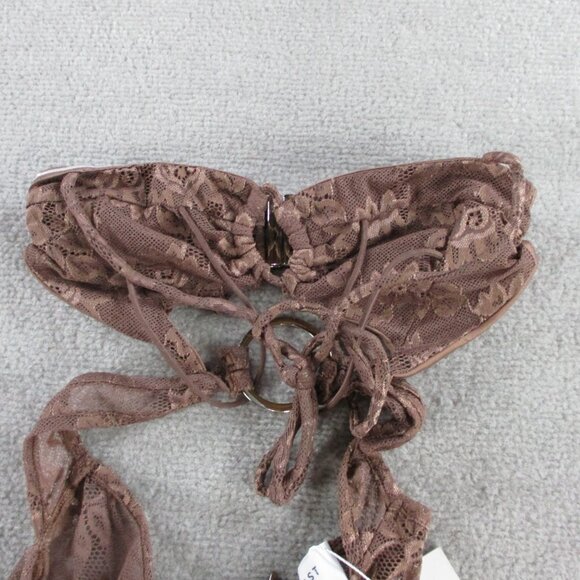 Outcast Vanessa Jumpsuit Mocha Womens XS Brown Sheer Bodycon Flare Leg Bandeau - Picture 4 of 9